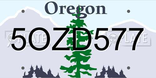5OZD577 Oregon License Plate
