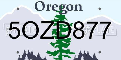 5OZD877 Oregon License Plate
