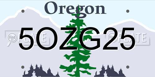 5OZG25 Oregon License Plate