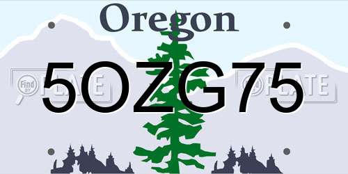 5OZG75 Oregon License Plate