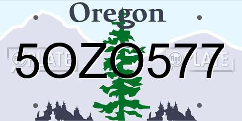 5OZO577 Oregon License Plate
