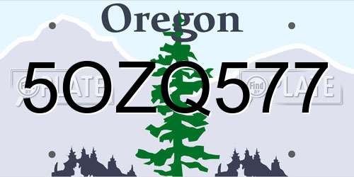 5OZQ577 Oregon License Plate