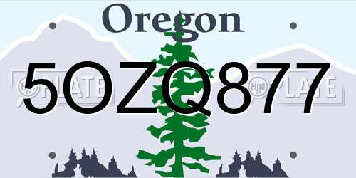 5OZQ877 Oregon License Plate