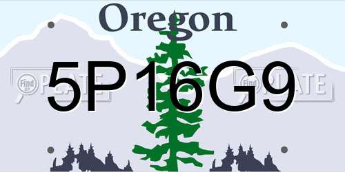 5P16G9 Oregon License Plate