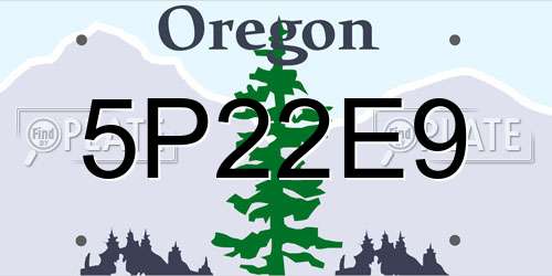 5P22E9 Oregon License Plate