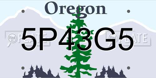 5P43G5 Oregon License Plate