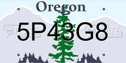 5P43G8 Oregon License Plate