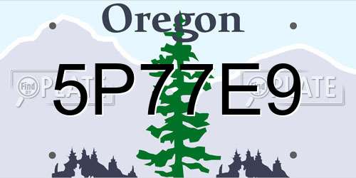5P77E9 Oregon License Plate
