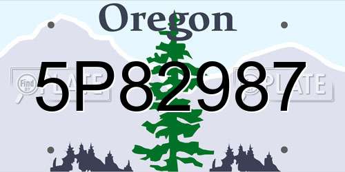 5P82987 Oregon License Plate