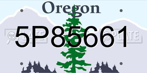 5P85661 Oregon License Plate