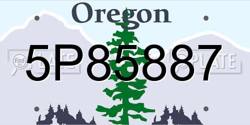 5P85887 Oregon License Plate