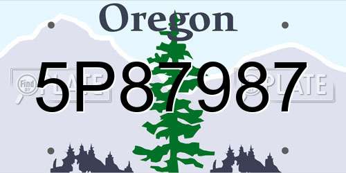 5P87987 Oregon License Plate