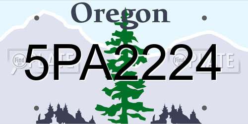 5PA2224 Oregon License Plate