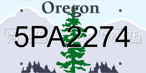 5PA2274 Oregon License Plate