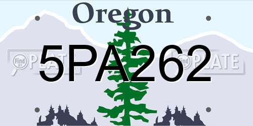 5PA262 Oregon License Plate