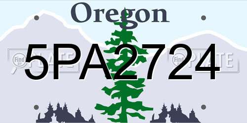 5PA2724 Oregon License Plate