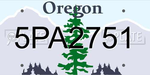 5PA2751 Oregon License Plate