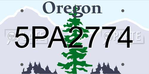 5PA2774 Oregon License Plate