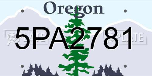 5PA2781 Oregon License Plate