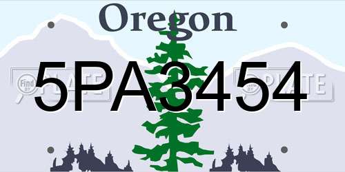 5PA3454 Oregon License Plate