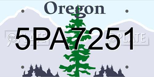 5PA7251 Oregon License Plate