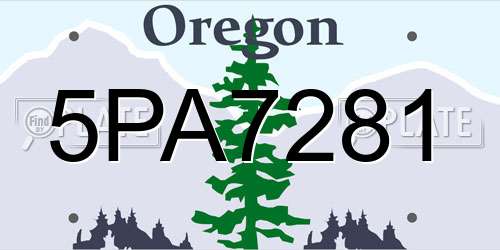 5PA7281 Oregon License Plate