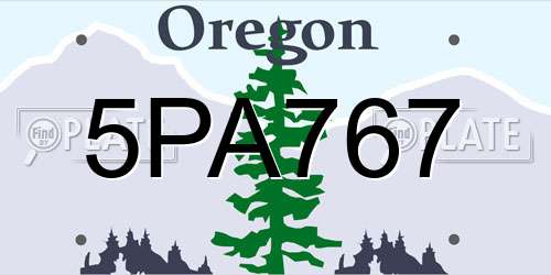 5PA767 Oregon License Plate