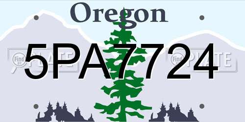 5PA7724 Oregon License Plate