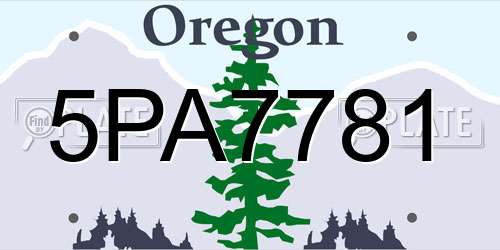 5PA7781 Oregon License Plate