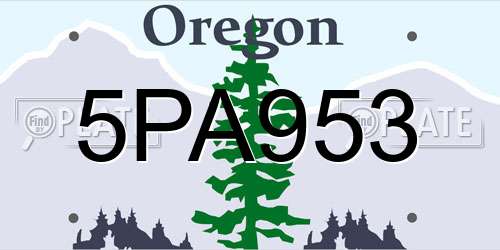 5PA953 Oregon License Plate