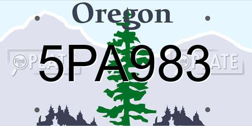 5PA983 Oregon License Plate