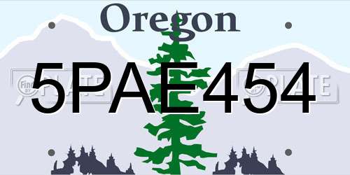 5PAE454 Oregon License Plate