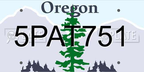 5PAT751 Oregon License Plate