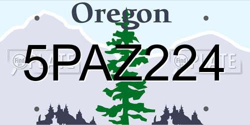 5PAZ224 Oregon License Plate