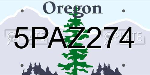 5PAZ274 Oregon License Plate