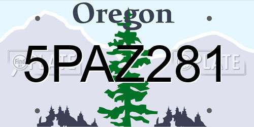 5PAZ281 Oregon License Plate