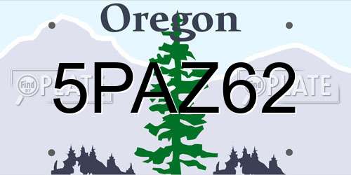 5PAZ62 Oregon License Plate