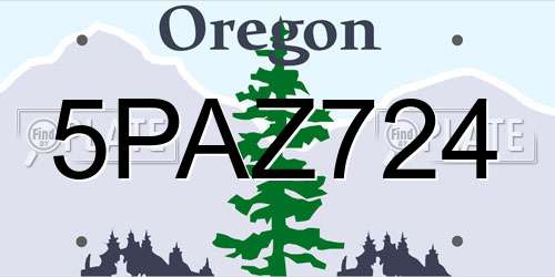 5PAZ724 Oregon License Plate