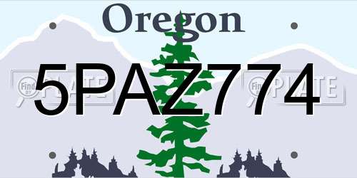 5PAZ774 Oregon License Plate