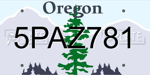 5PAZ781 Oregon License Plate