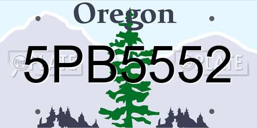5PB5552 Oregon License Plate