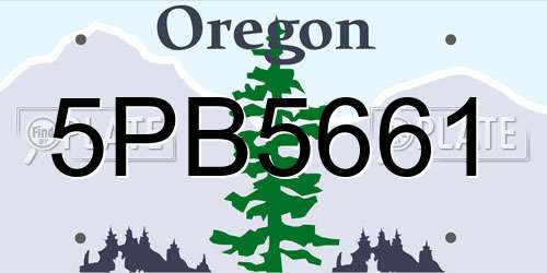 5PB5661 Oregon License Plate