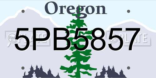 5PB5857 Oregon License Plate