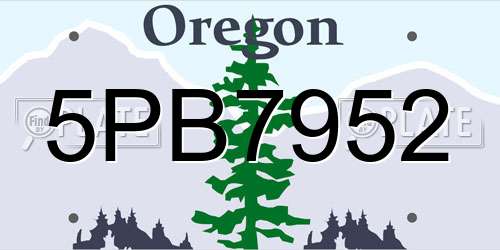 5PB7952 Oregon License Plate