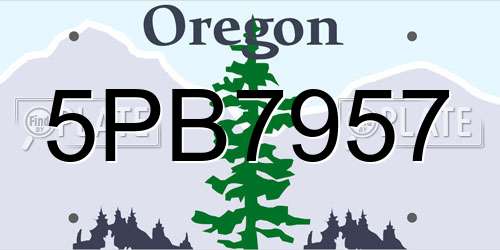 5PB7957 Oregon License Plate