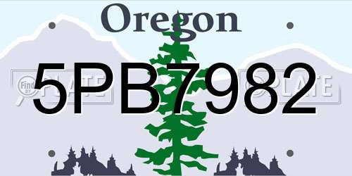 5PB7982 Oregon License Plate