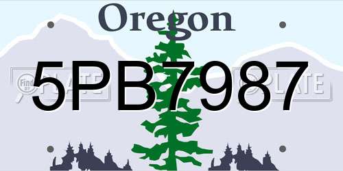 5PB7987 Oregon License Plate