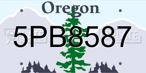 5PB8587 Oregon License Plate