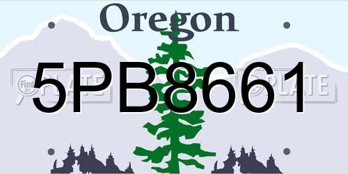 5PB8661 Oregon License Plate