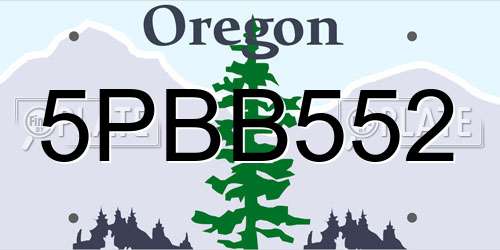 5PBB552 Oregon License Plate